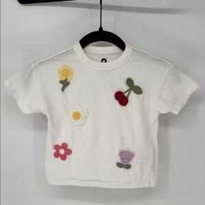 Cotton On Kids White Tee with Colorful Embroidered Designs